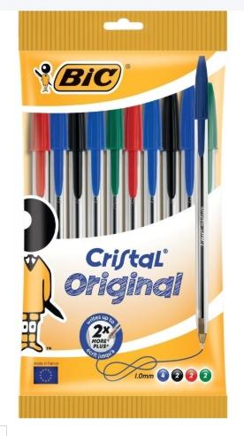 BIC CRISTAL ORIGINAL 4 COLORI ASSORTITI - CONF. 10 PZ