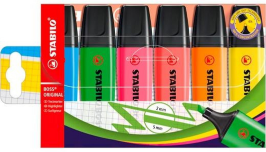 STABILO BOSS ORIGINAL 6 COLORI ASSORTITI FLUO