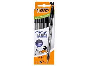 Bic Cristal Large Penne a Sfera Nero 1.6 mm, 5 pezzi