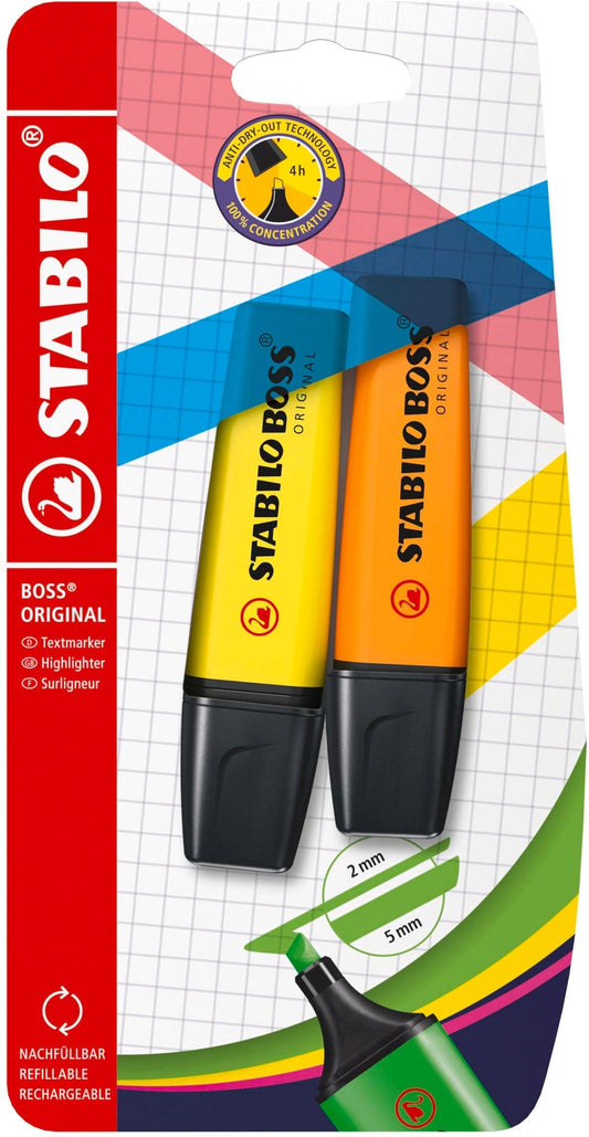 STABILO Boss Original evidenziatore giallo/arancione - blister da 2 pz.