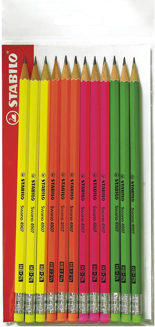 STABILO Swano HB=2 ½ con fusto fluorescente - Ecopack da 12 pz.