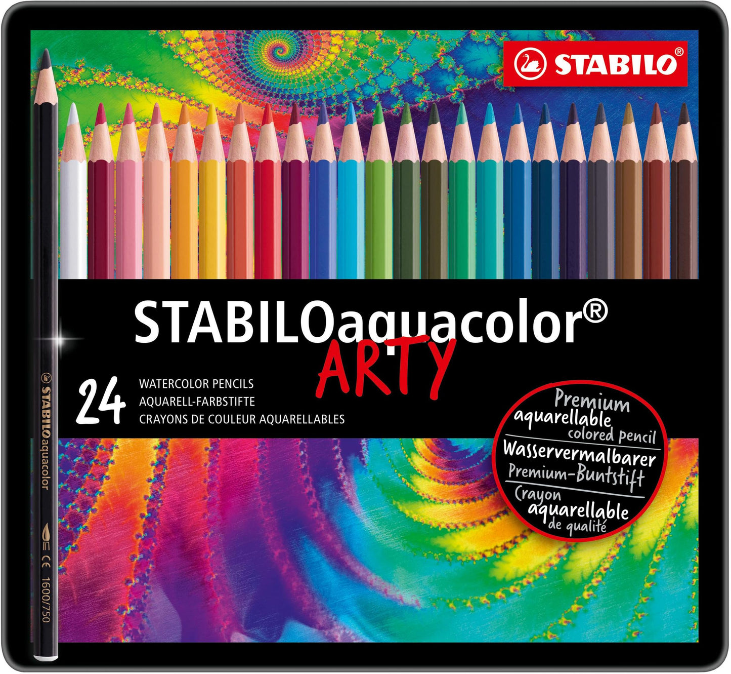STABILOaquacolor matite colorate acquarellabili - scatola in metallo da 24 pz.