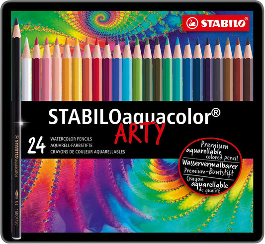 STABILOaquacolor matite colorate acquarellabili - scatola in metallo da 24 pz.